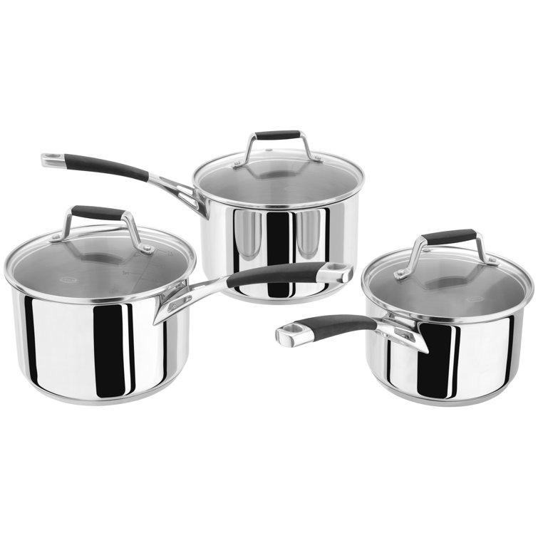 Stellar Induction, Set of 3 Saucepans with Glass Lids, 16/18/20cm